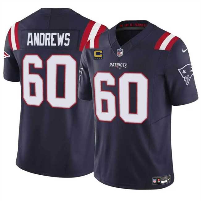 Men & Women & Youth New England Patriots #60 David Andrews Navy 2023 F.U.S.E. With 4-Star C Patch Vapor Limited Stitched Jersey